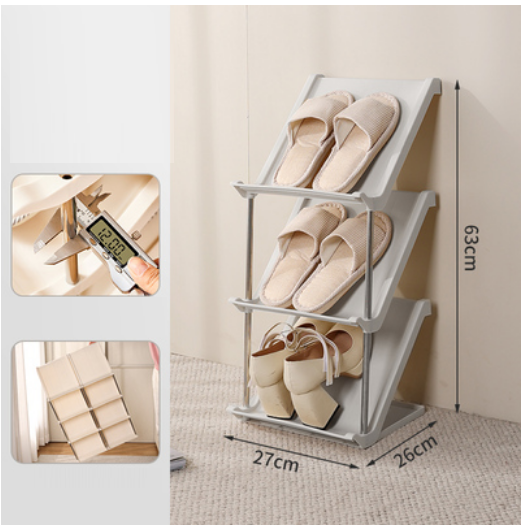 Popular simple multi-layered slit shoe cabinet (light gray 3 layers [buckle design, left and right combination] DX)