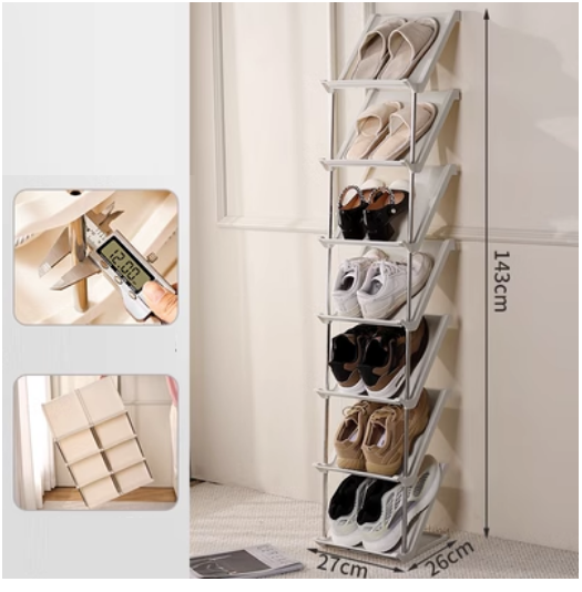 Hot style simple multi-layer sandwich shoe cabinet (light gray 7 layers [buckle design, left and right combination] DX)