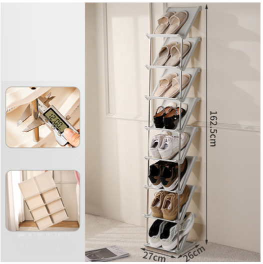 Popular simple multi-layer sandwich shoe cabinet (light gray 8 layers [buckle design, left and right combination] DX)