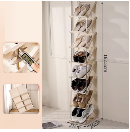 Popular simple multi-layer sandwich shoe cabinet (8 layers in khaki [buckle design, left and right combination] DX)