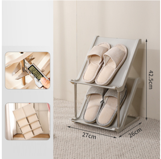 Hot style simple multi-layer sandwich shoe cabinet (light gray 2 layers [buckle design, left and right combination] DX)