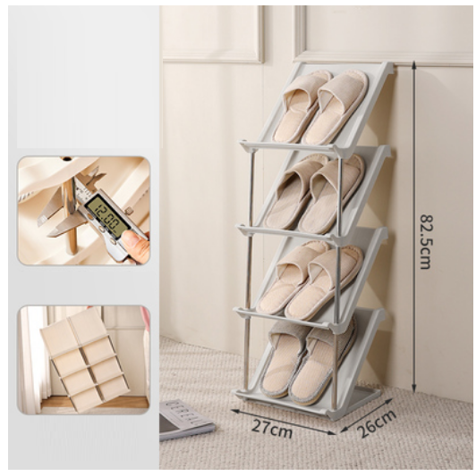 Hot style simple multi-layer sandwich shoe cabinet (light gray 4 layers [buckle design, left and right combination] DX)
