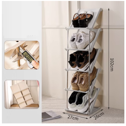 Hot style simple multi-layer sandwich shoe cabinet (light gray 5 layers [buckle design, left and right combination] DX)