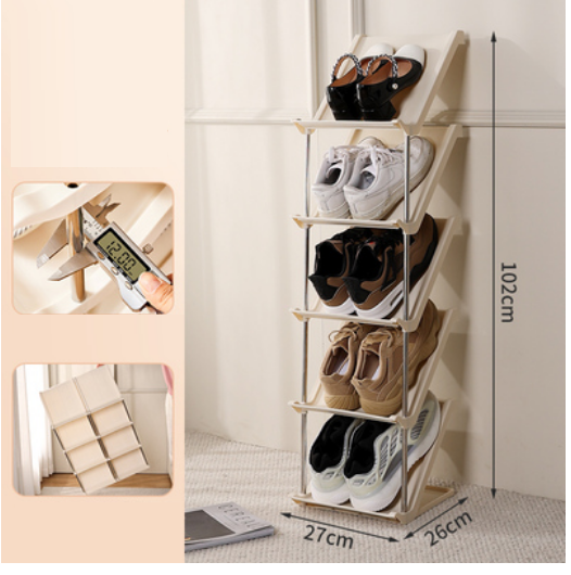 Hot style simple multi-layer slit shoe cabinet (khaki 5 layers [buckle design, left and right combination] DX)