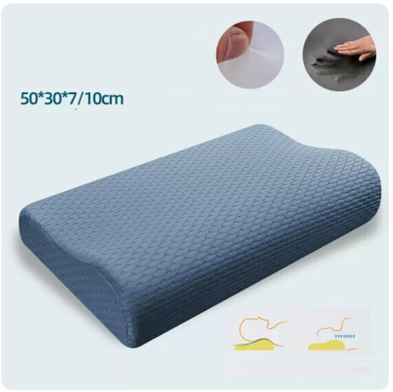 Popular memory foam pillow core and pillowcase [5030 bamboo charcoal cool silk blue (pillow core + inner cover + pillowcase) single pack]
