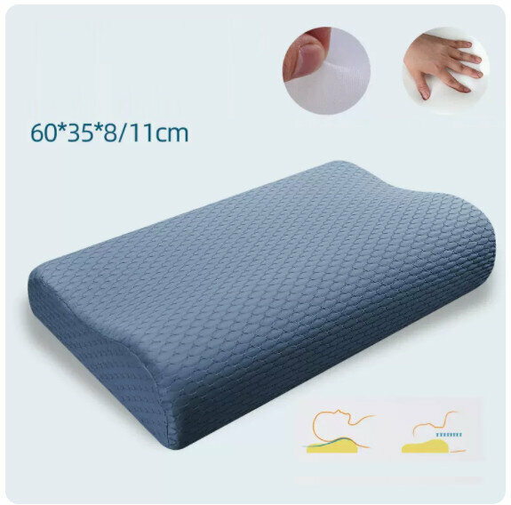 Hotly recommended memory foam pillow core and pillowcase [6035 cool silk blue (pillow core + inner cover + pillowcase) single pack]