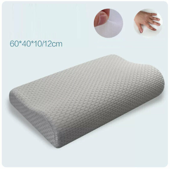 Hotly recommended memory foam pillow core plus pillowcase [6040 large size plus high cool silk gray (pillow core + inner cover + pillowcase) single pack]