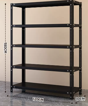 New household angle steel multi-layer storage rack (black-five layers) (size: length 120*width 30*height 180CM)