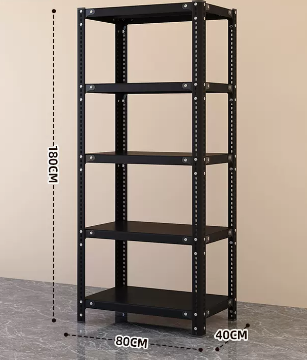 New household angle steel multi-layer storage rack (black-five layers) (size: length 80*width 40*height 180CM)