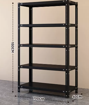 New household angle steel multi-layer storage rack (black-five layers) (size: length 100*width 40*height 180CM)