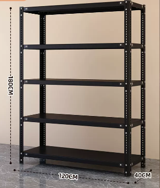 New household angle steel multi-layer storage rack (black-five layers) (size: length 120*width 40*height 180CM)