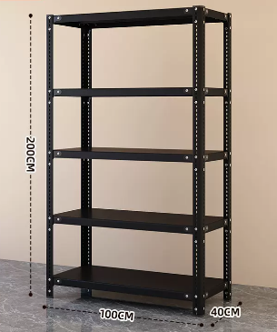 New household angle steel multi-layer storage rack (black-five layers) (size: length 100*width 40*height 200CM)