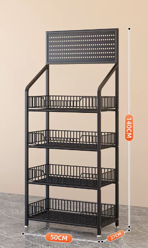新款可調節家用多層置物架(黑色-四層)(尺寸:50*27*140CM)