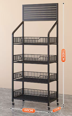 新款可調節家用多層置物架(黑色-四層)(尺寸:60x27x140CM)