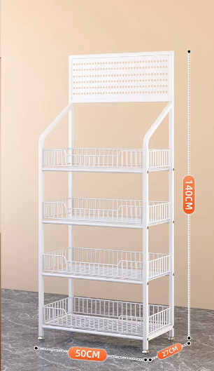 新款可調節家用多層置物架(白色-四層)(尺寸:50*27*140CM)