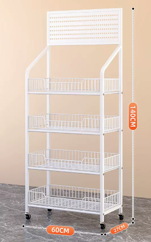新款可調節家用多層置物架(白色-四層)(尺寸:60x27x140CM)