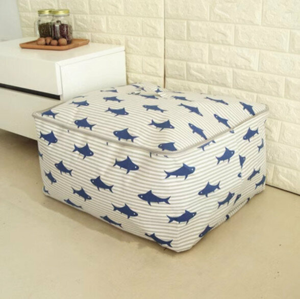 New zippered foldable storage bag [Swimming Fish-Extra Large] [Specifications: 60*49*29cm]