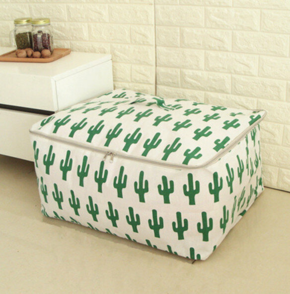 New zippered foldable storage bag [Nordic Green Cactus-Medium] [Specifications: 49*40*24cm]