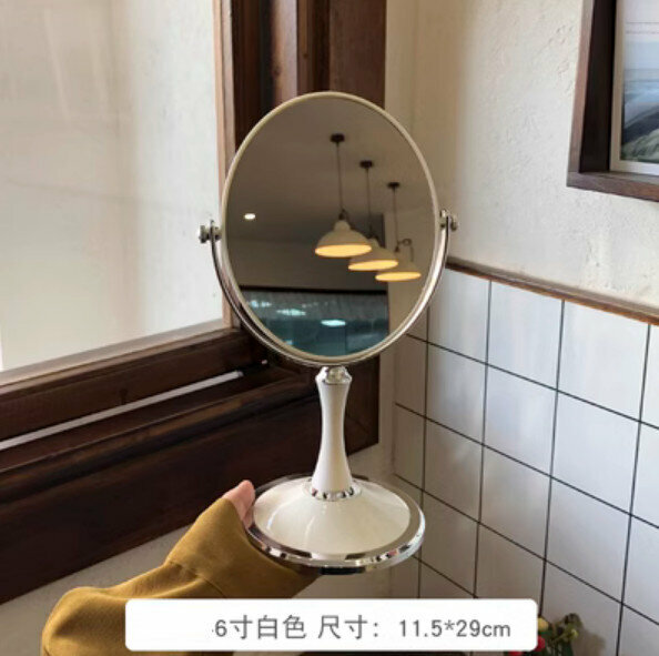新款桌面臺式化妝鏡（橢圓-6寸白色）