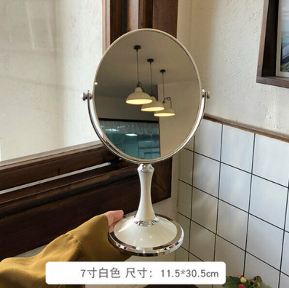 新款桌面臺式化妝鏡（橢圓-7寸白色）