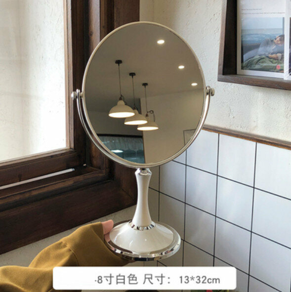 新款桌面臺式化妝鏡（橢圓-8寸白色）