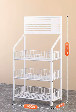新款可調節家用多層置物架(白色-三層)(尺寸:50x27x106CM)