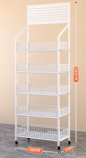 新款可調節家用多層置物架(白色-五層)(尺寸:60x27x165CM)