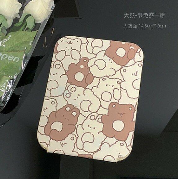 新款可折疊桌面臺式化妝鏡（大號-熊兔擠一家）