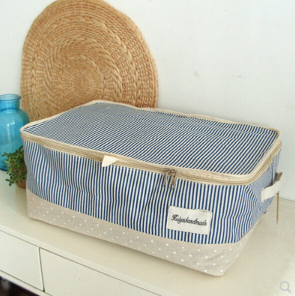 New zippered foldable storage bag organizer [blue-medium size] [specifications: 46*32*20cm]