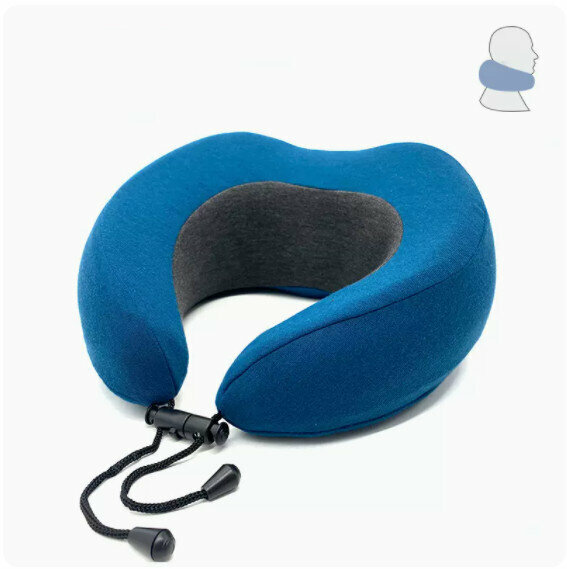 新款U形枕【卡扣款孔雀藍拼色】 