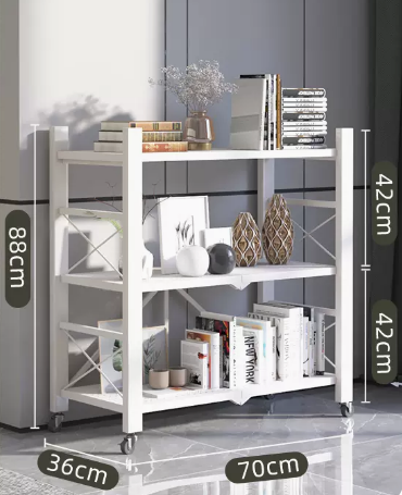 Hot recommended household installation-free folding multi-layer storage rack (white - three layers) (size: length 70 width 36 height 88CM)