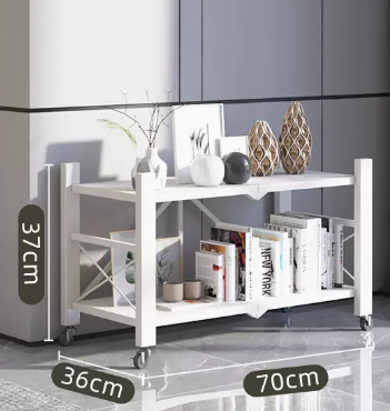 Hot recommended household installation-free folding multi-layer storage rack (white - 2 layers) (size: length 70 width 36 height 37CM)