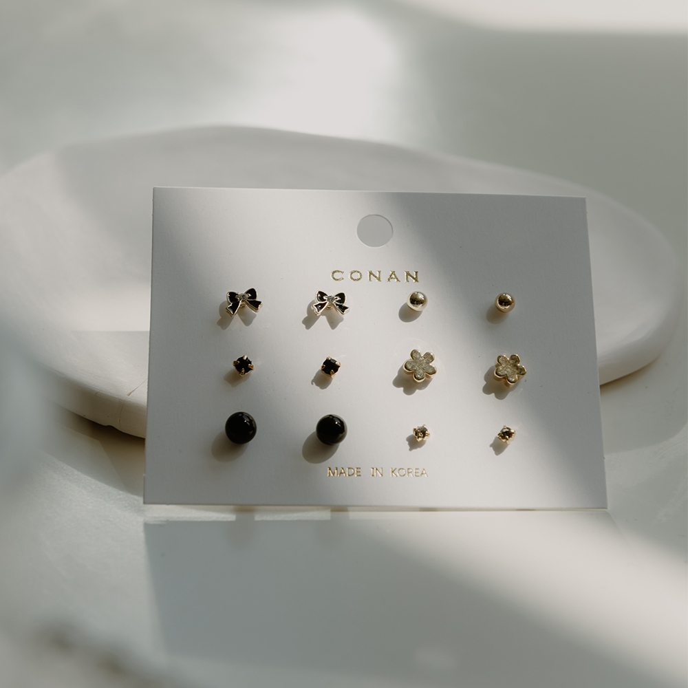 Colorful bow small flower bead earrings set【07030875】in stock+pre-order