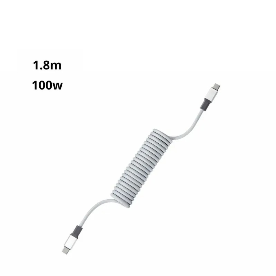 TEGIC 彈簧款傳輸充電線/數據線 (TYPE C 連接 TYPE C 連接頭)1.8m 100W