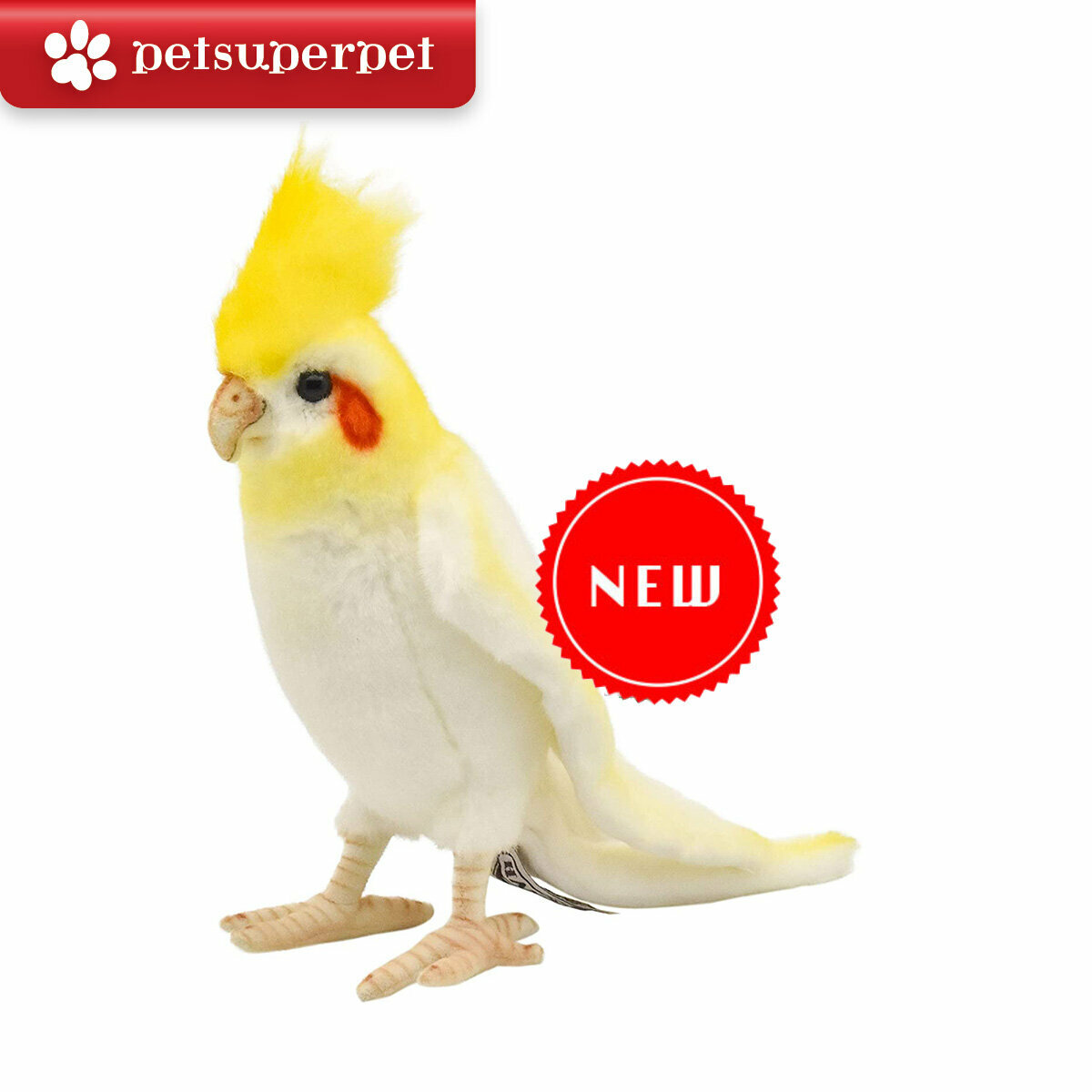 手工擬真動物／毛絨玩具 — 雞尾鸚鵡 (白色）23cm.高