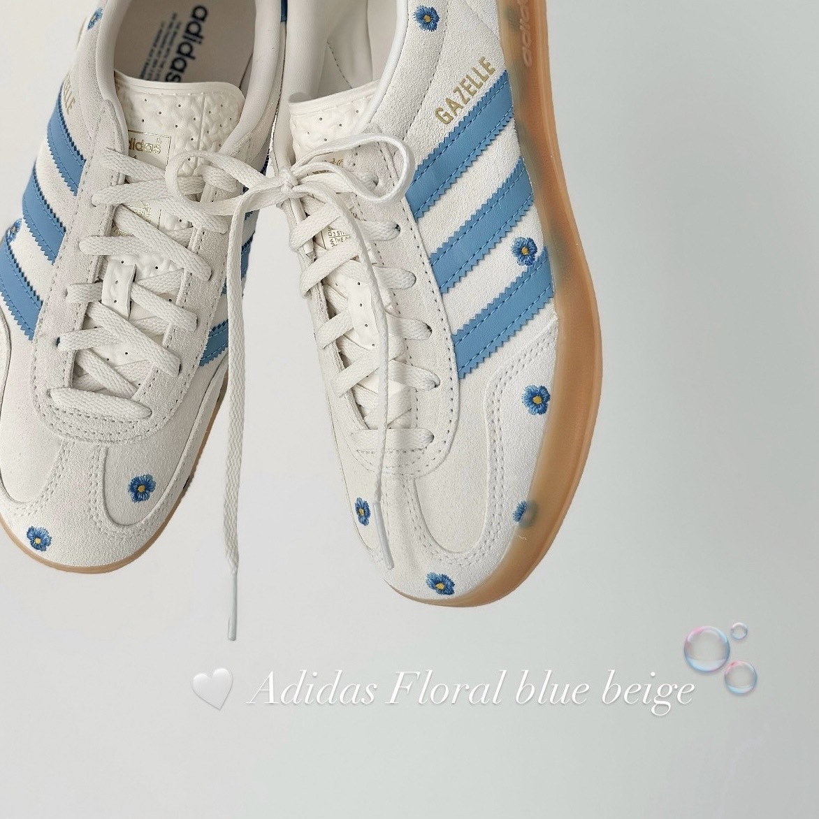Adidas Gazelle Indoor 刺繡花花 藍色小雛菊💙