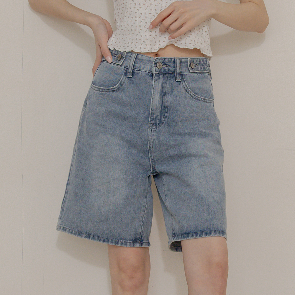 Simple washed style high waisted denim shorts S/M/L【04120109】in stock+pre-order