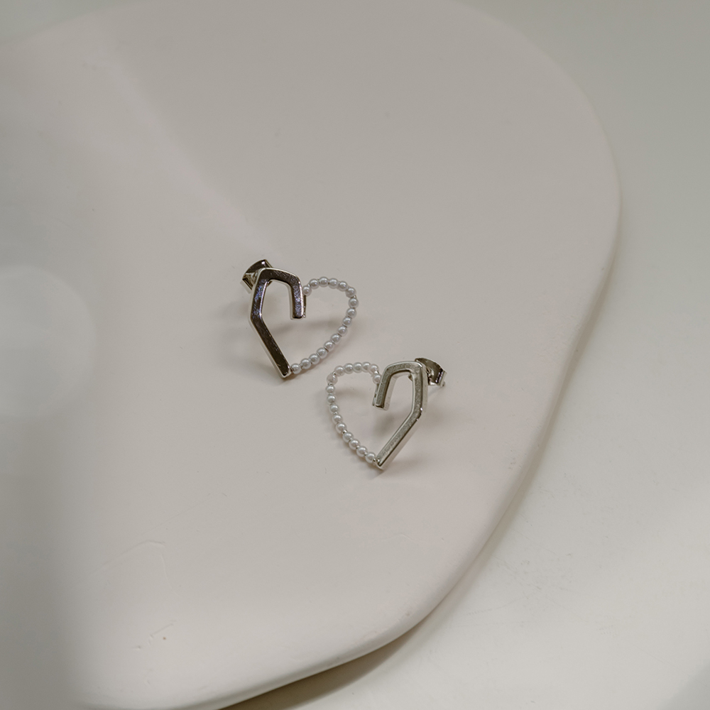 Irregular line love pearl earrings【07030898】in stock+pre-order