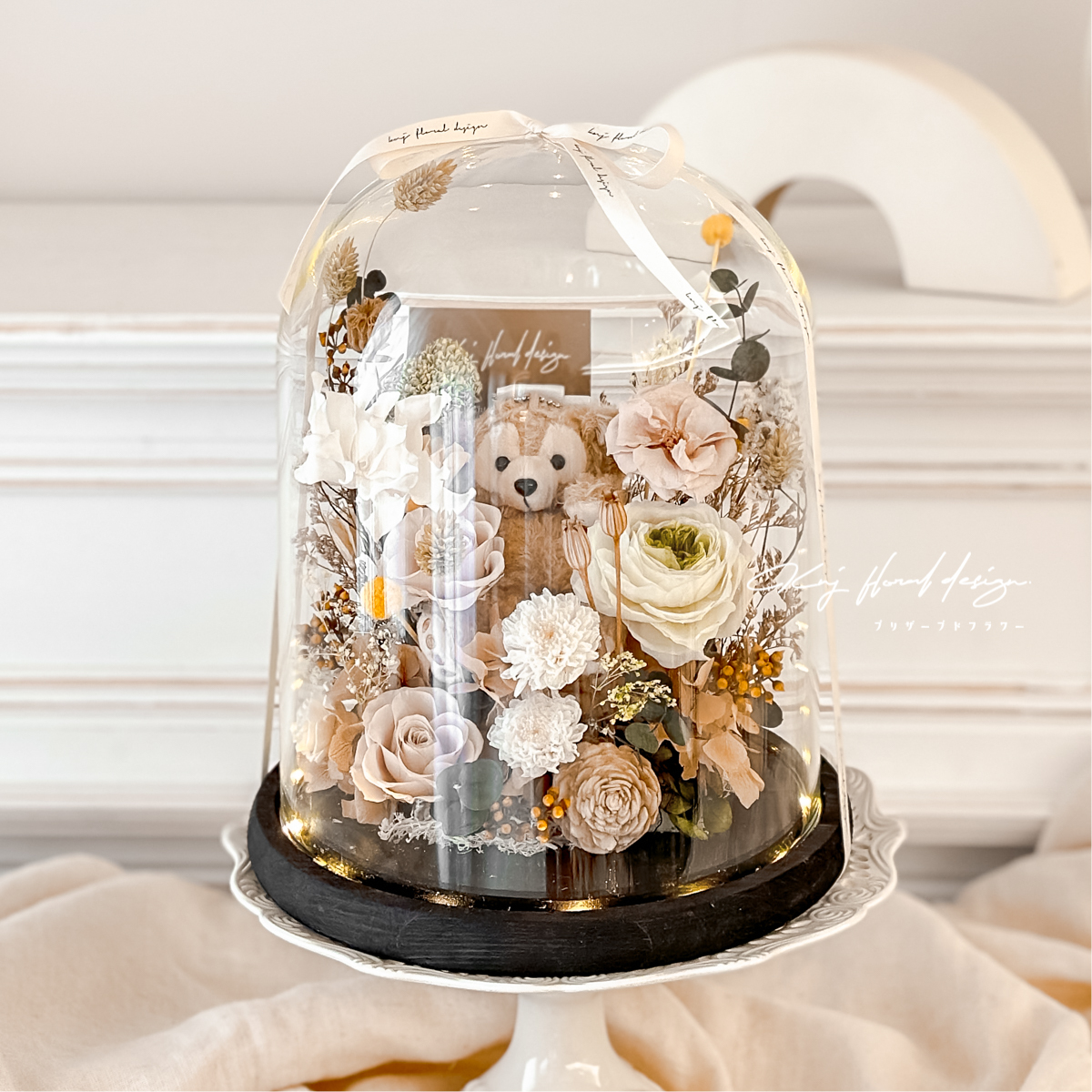 【限量新品】達菲熊永生花玻璃燈盅/L號