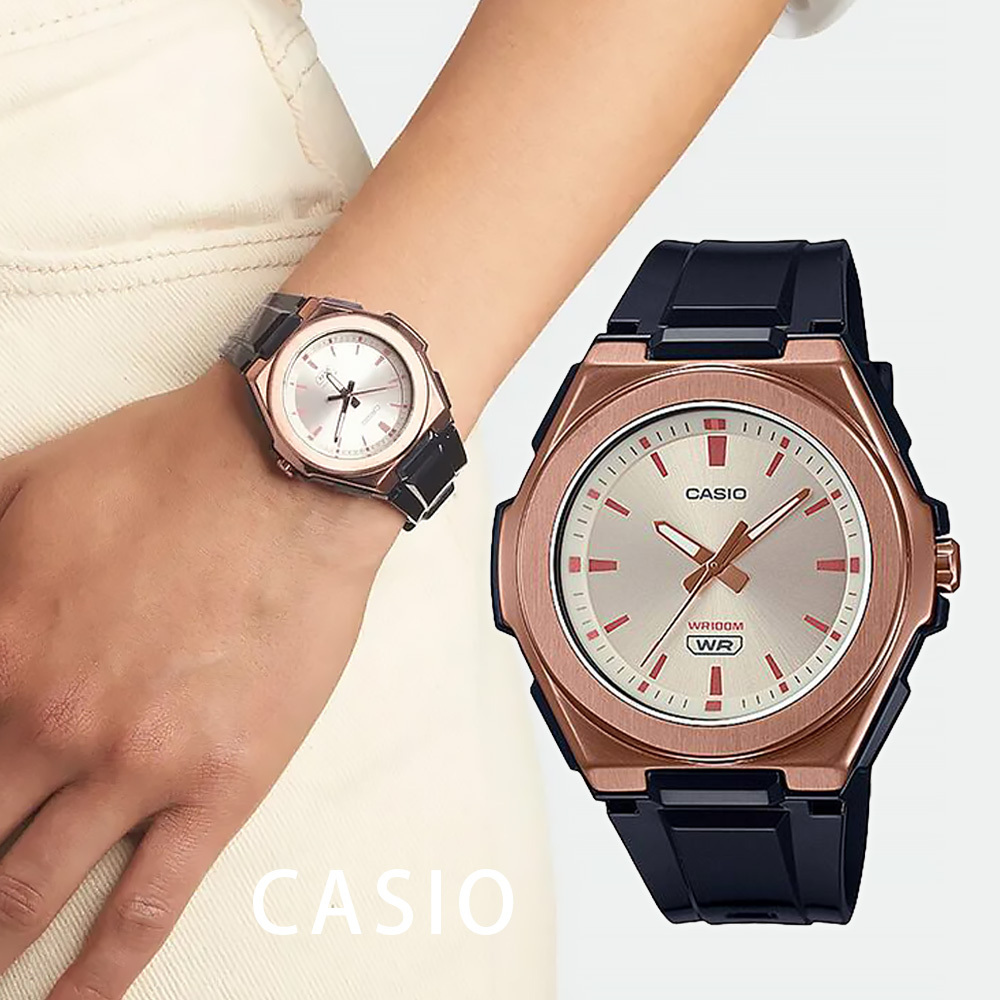 【CASIO 卡西歐】LWA-300HRG-5E 女士復古 玫瑰金 簡約粗框指針 無字設計 獨特個性 金屬錶圈 百米防水 夜光 指針錶 手錶