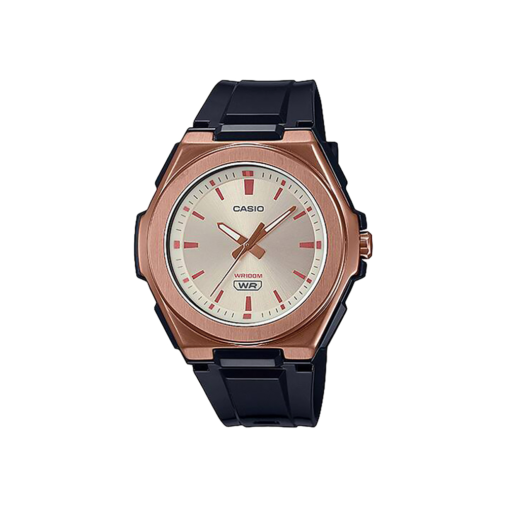 【CASIO 卡西歐】LWA-300HRG-5E 女士復古 玫瑰金 簡約粗框指針 無字設計 獨特個性 金屬錶圈 百米防水 夜光 指針錶 手錶