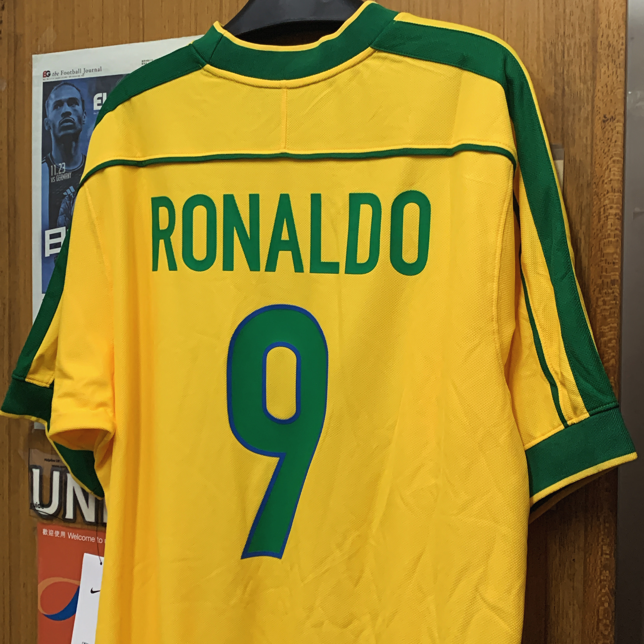 1998 Brazil Retro Home Shirt with 9 RONALDO