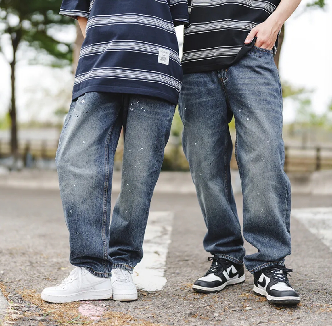 SL 潑漆牛仔寬褲 PL220616