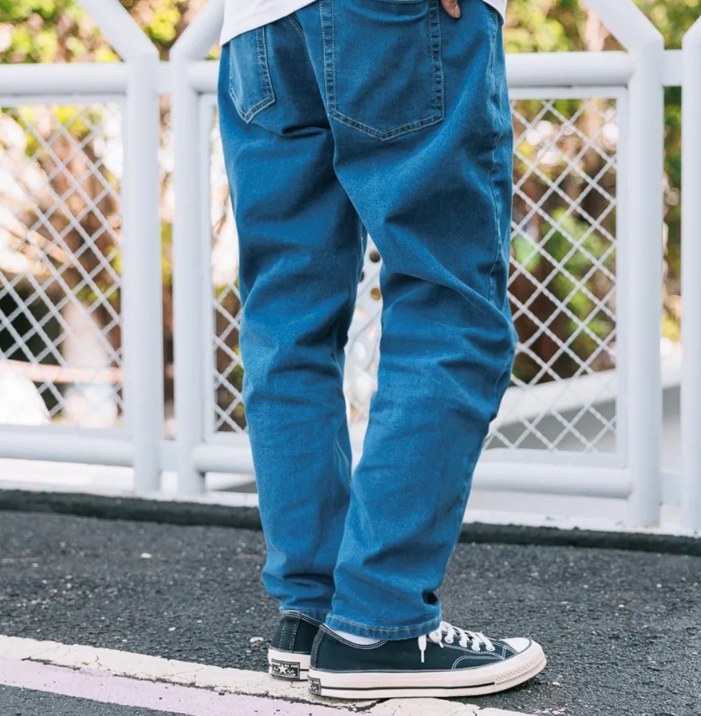 SL 牛仔錐形素面寬褲 淺藍PL05、深藍PL06、炭黑PL07