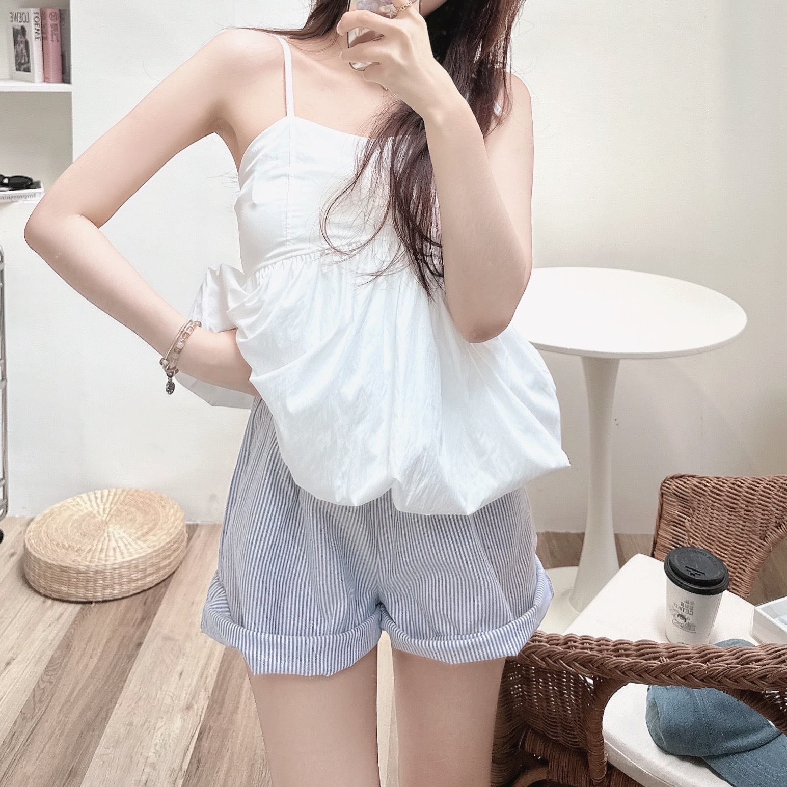 慵懶風條紋短褲/二色