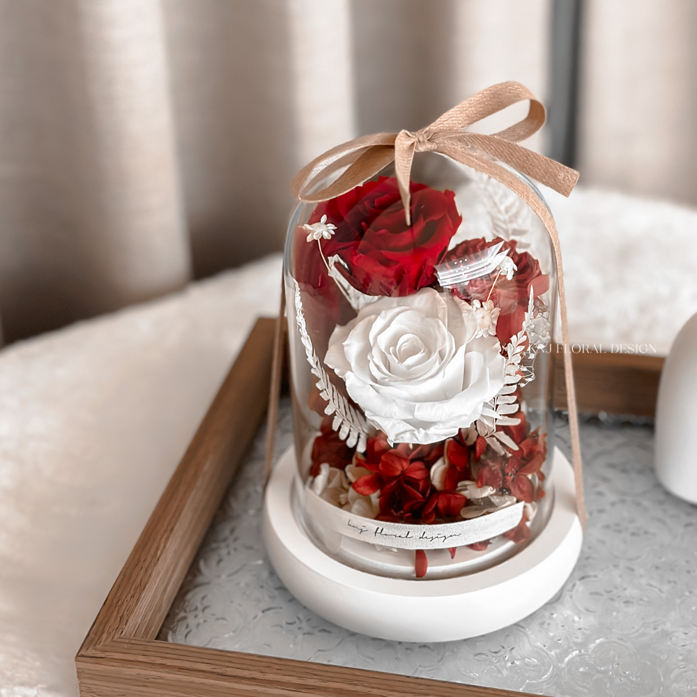 深情紅白永生玻璃燈盅