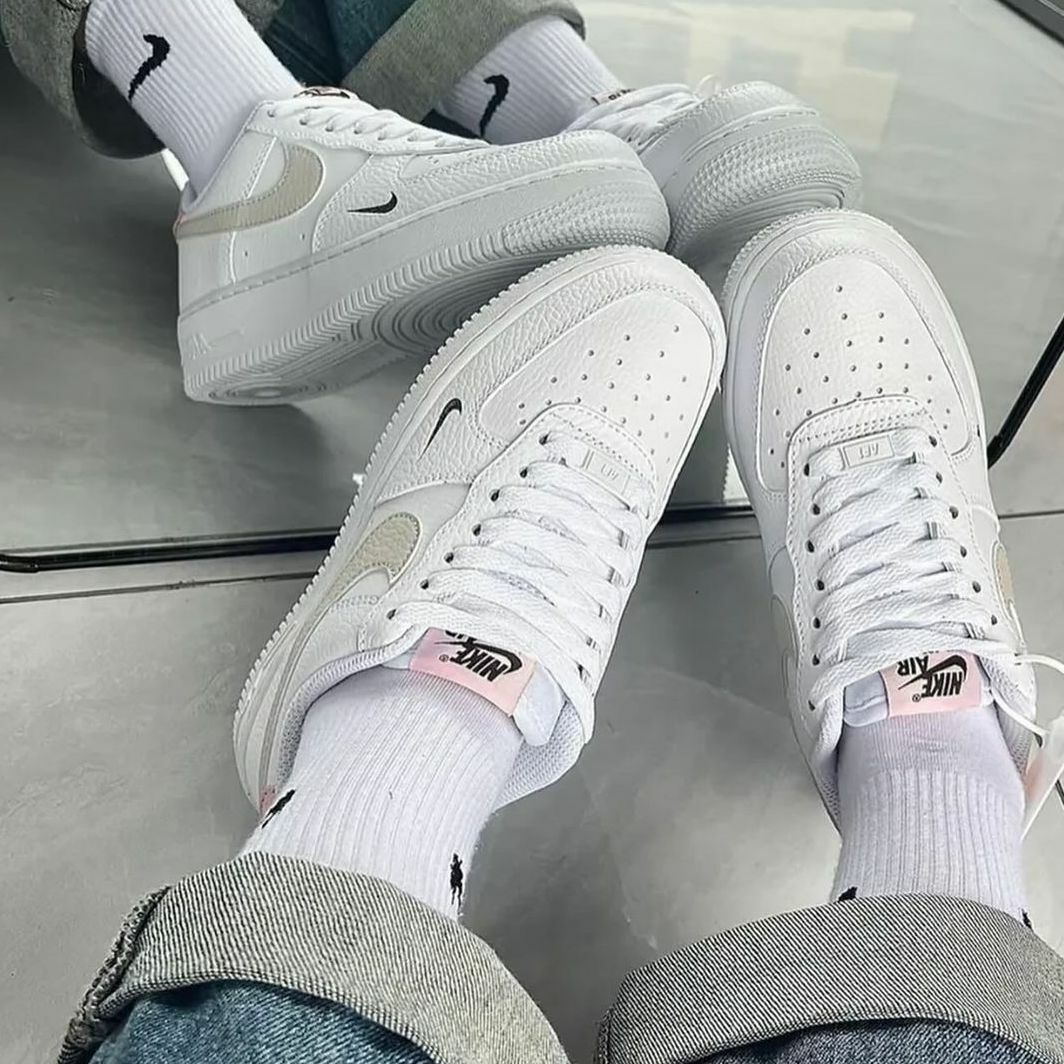 NIKE AIR FORCE 1 AF1 奶油櫻花 刺繡小勾 櫻花粉 奶油色 荔枝皮 女鞋 HF9992-100 / 調貨