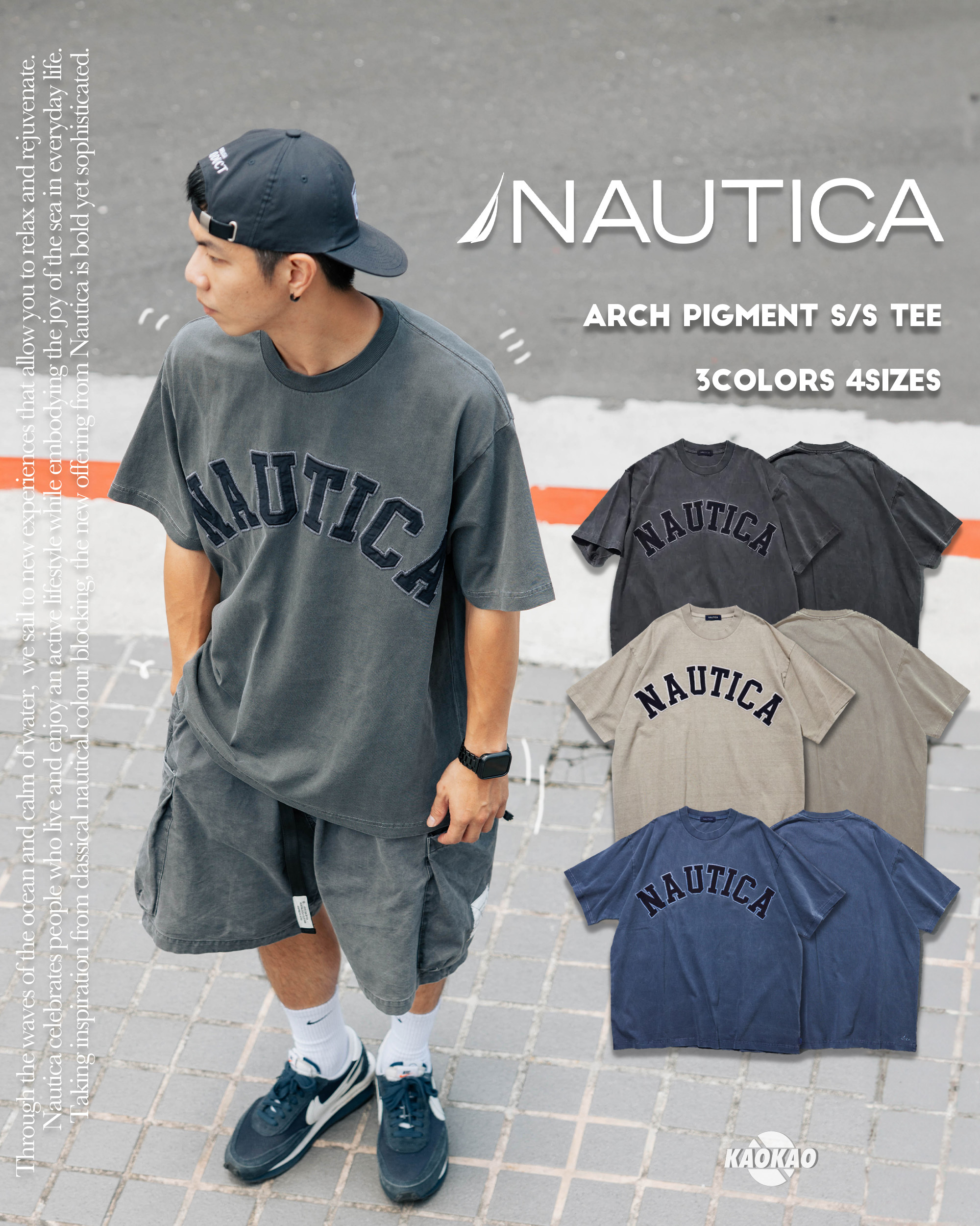 【NAUTICA】ARCH PIGMENT TEE 360 NAUTICA tシャツ NAUTICA/ノーティカ Pigment Dyed Felt Patch