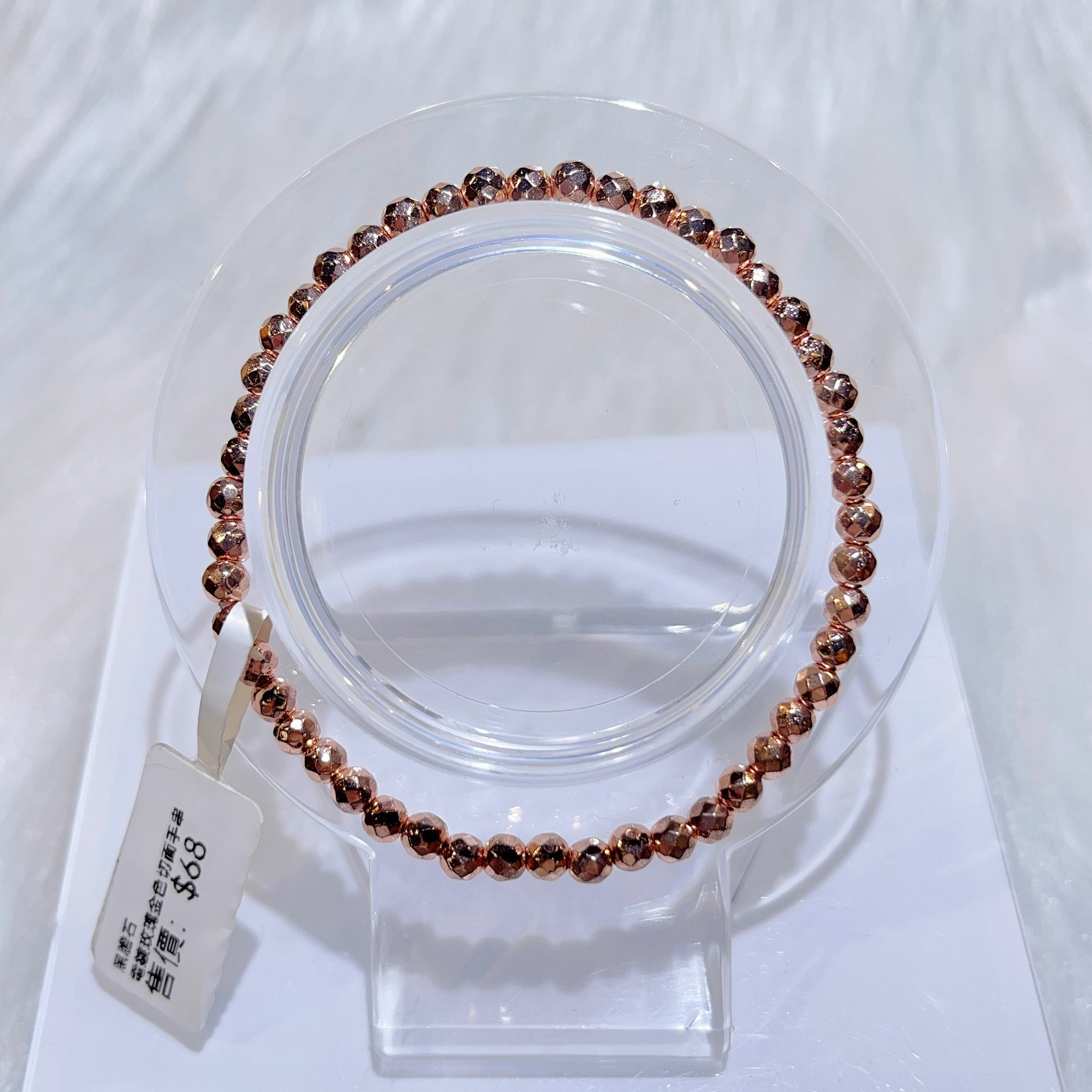 黑膽石電鍍玫瑰金切面手串 CH990