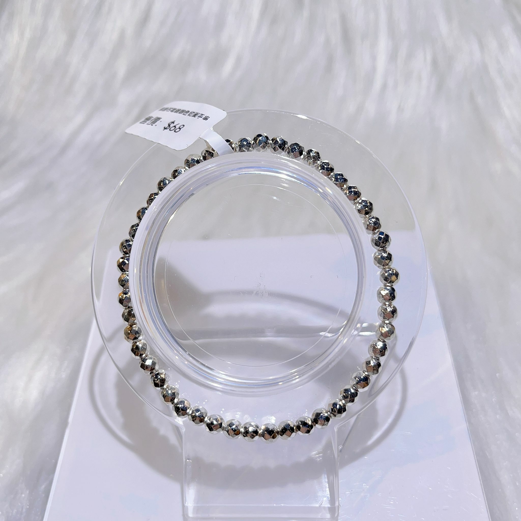 黑膽石銀色切面手串 CH1053